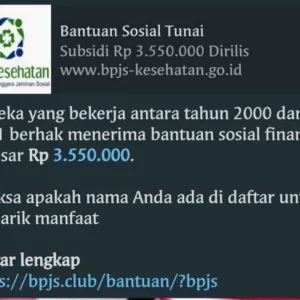 [HOAKS] Bantuan Sebesar Rp3.550.000 Dari BPJS Kesehatan