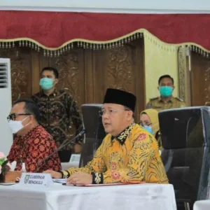 Gubernur Rohidin Pimpin Rakor HLM TPID se-Provinsi Bengkulu Tahun 2021