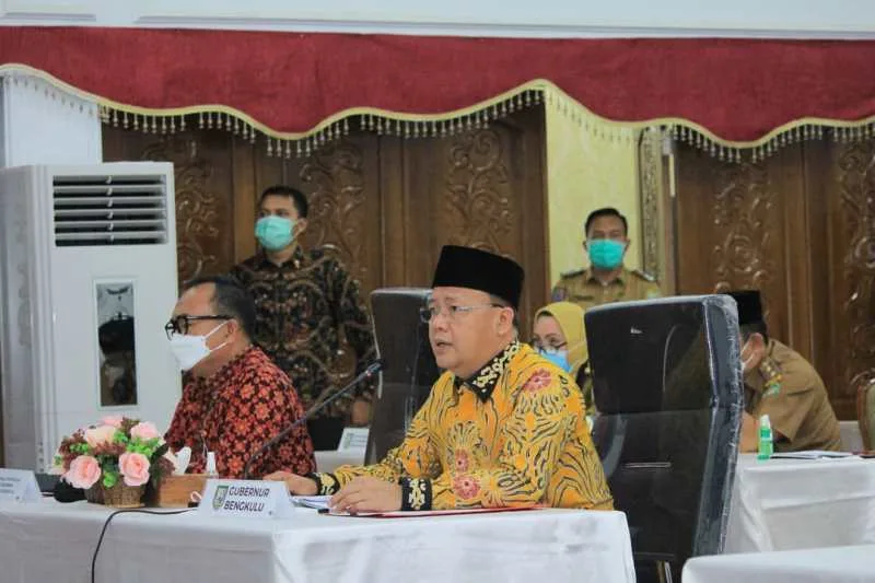 Gubernur Rohidin Pimpin Rakor HLM TPID se-Provinsi Bengkulu Tahun 2021