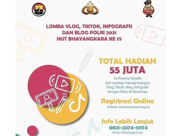 Sambut HUT Bhayangkara Ke-75, Polri Gelar Lomba VLOG, TIKTOK, INFOGRAFIS dan BLOG
