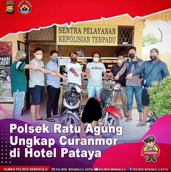 Polsek Ratu Agung Amankan Pelaku Curanmor Di Hotel Pataya
