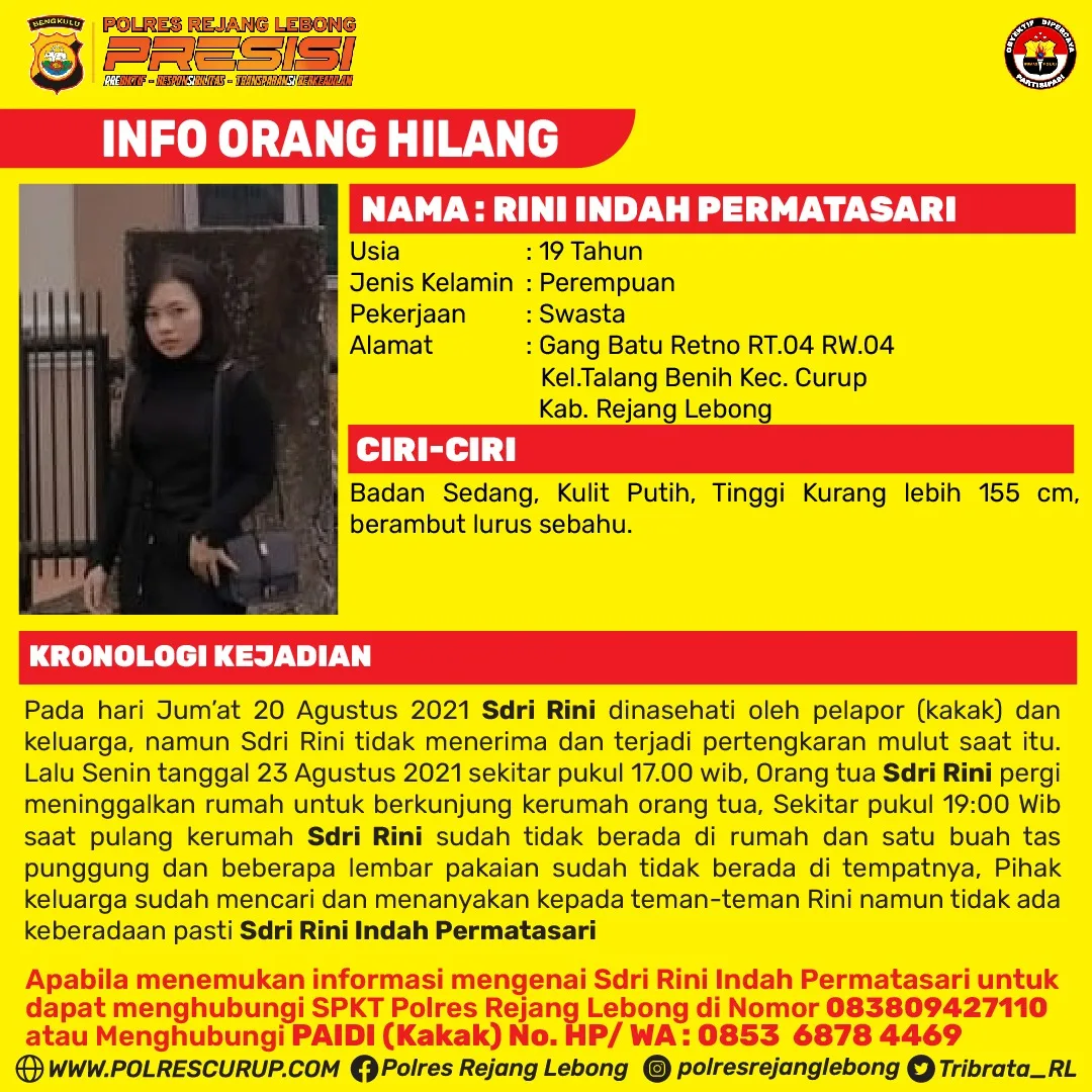 Tak Terima Diberi Nasihat, Remaja Curup Kabur dari Rumah