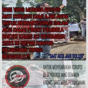 Kamis 2 Desember, FPR Akan Segel Kantor Kejati Bengkulu