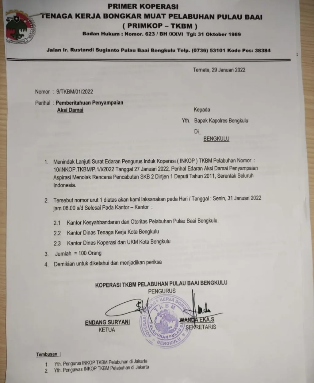 Besok PRIMKOP-TKBM Pulau Baai Bengkulu Lakukan Aksi Unjuk Rasa
