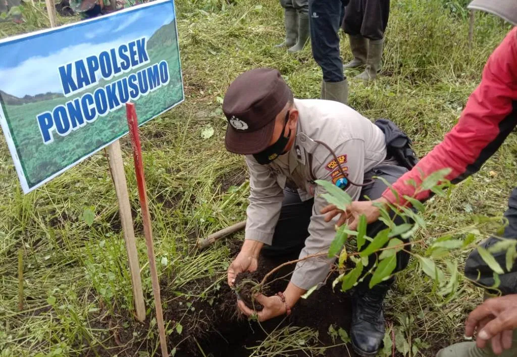 Polsek Poncokusumo Gerakan Tanam 100.000 Pohon Pemulihan Ekosistem