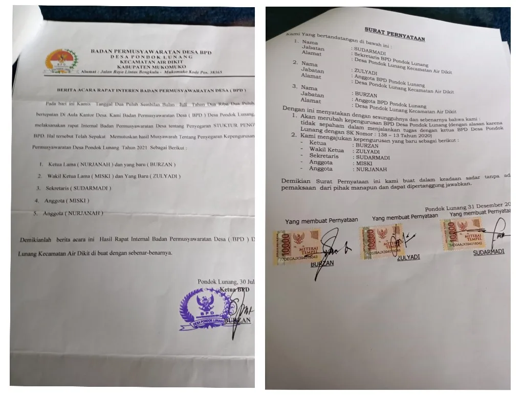 Saling Bantah, Konflik Pengurus BPD Pondok Lunang Masih Berlanjut