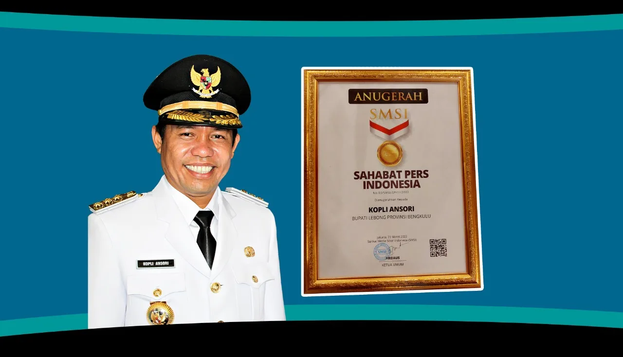 Bupati Lebong Mendapat Anugerah “Sahabat Pers Indonesia” dari SMSI Pusat