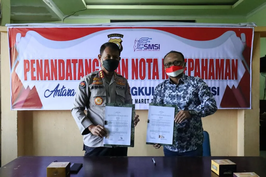 Perkuat Sinergitas, Polda Bengkulu Tandatangani Nota Kesepahaman Dengan SMSI