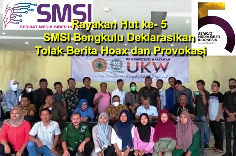 Rayakan Hut ke- 5, SMSI Bengkulu Deklarasikan Tolak Berita Hoax dan Provokasi