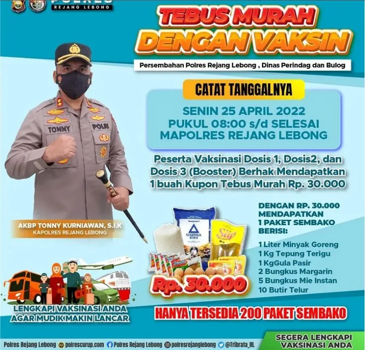 Ayo Datangi Vaksinasi di Polres RL, Dapatkan Tebus Murah Paket Sembako!