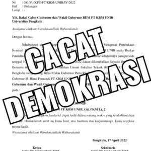 Pemira Unib Diduga Cacat Prosedur, KPU FT Surati Paslon Pemira Unib Diduga Cacat Prosedur, KPU FT Surati Paslon