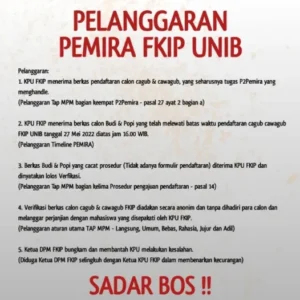 Pemira FKIP UNIB, Diduga Ada Oknum Sebarkan Pamflet Black Campaign