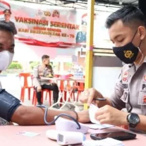 HUT Bhayangkara Ke 76, Polres Karimun Ikut Ramaikan Vaksinasi Serentak Se Indonesia