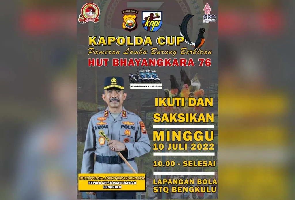 KNPI dan Polda Bengkulu Gelar Lomba Burung, Hadiah Utama 3 Unit Motor
