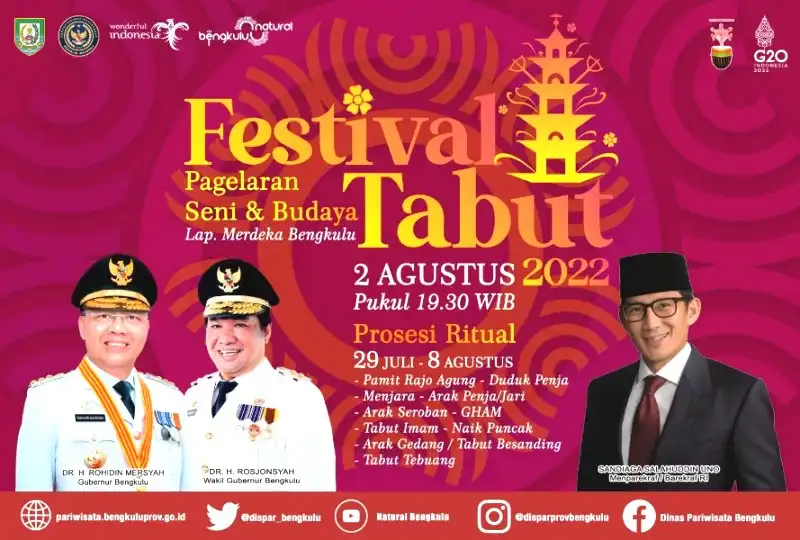 Bakal Dihadiri Sandiaga Uno, Ini Jadwal Lengkap Festival Tabut Bengkulu