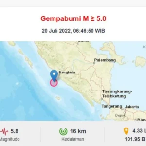 Rabu Pagi 20 July 2022 Gempa Goyang Bengkulu