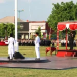 Kapolres Demak Pimpin Upacara Penurunan Bendera HUT ke-77 Kemerdekaan RI
