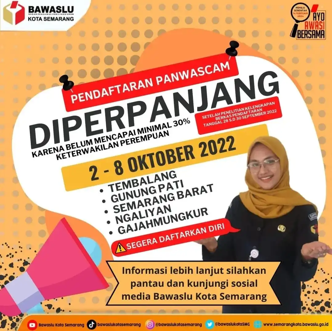 Bawaslu Kota Semarang Perpanjang Pendaftaran Panwascam