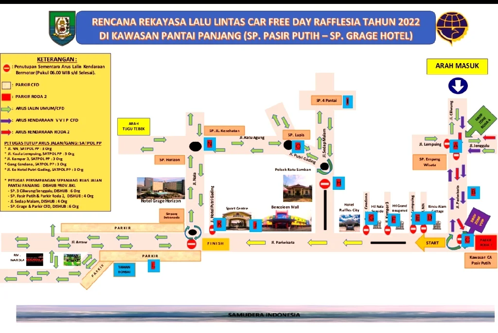 Car Free Day Bengkulu, beberapa jalur Daerah Kawasan Pantai Panjang akan ditutup