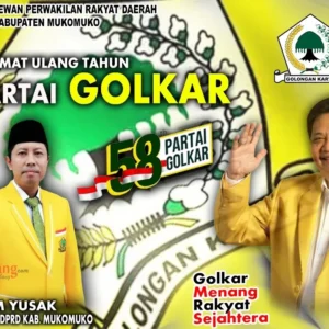 Banner HUT Golkar M Yusak