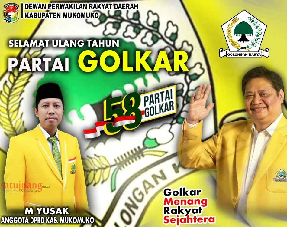 Banner HUT Golkar M Yusak