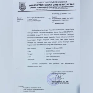 Surat imbauan partisipasi HUT Partai Golkar di Kepahiang Surat imbauan partisipasi HUT Partai Golkar di Kepahiang