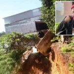 Kondisi Rumah Warga yang terancam ambruk akibat tanah lonsor. Anggota DPRD Mukomuko Roni Pasla (insert)