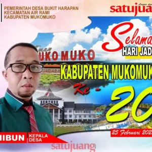 PEMERINTAH DESA BUKIT HARAPAN MENGUCAPKAN SELAMAT HARI JADI KABUPATEN MUKOMUKO KE 20