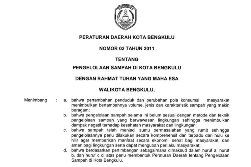 Perda Tentang Pengelolaan Sampah