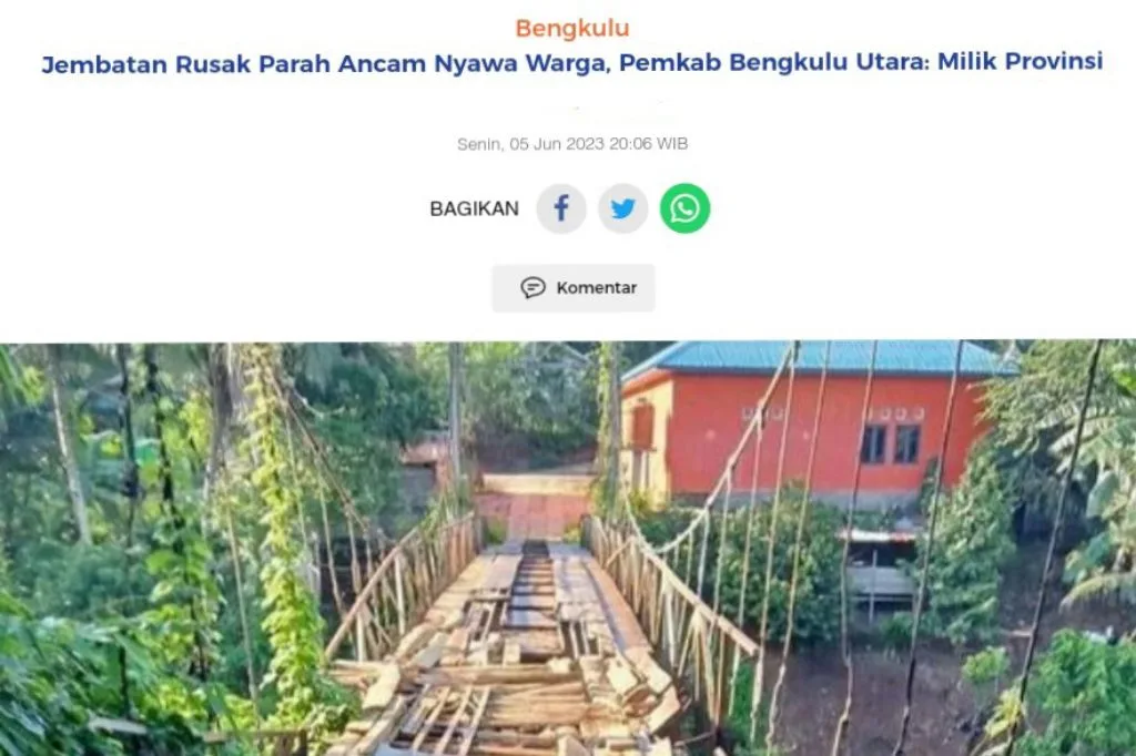 Sempat Heboh Diberitakan, Lah Ternyata Jembatan di Bengkulu Utara Bukan Wewenang Provinsi