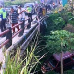 Panther Merah Nyungsep Ke bawah Kolong Jembatan