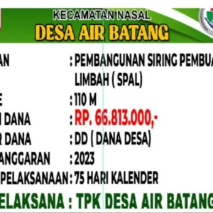 Pembangunan Pembuangan Limbah Desa Air Batang Sukses, Satu Upaya Pencegahan Stunting