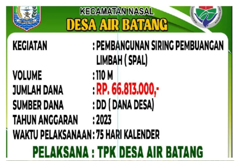 Pembangunan Pembuangan Limbah Desa Air Batang Sukses, Satu Upaya Pencegahan Stunting