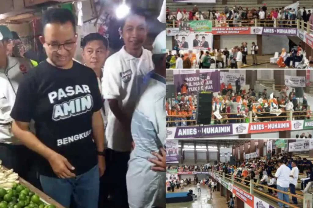 Capres Nomor Urut 1 Anis Baswedan Blusukan ke Pasar Minggu Kota Bengkulu