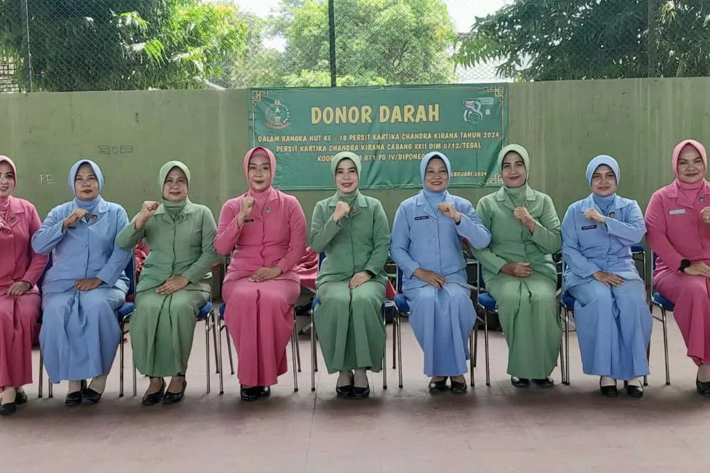 HUT Ke-78, Persit KCK Cabang XXII Kodim 0712/Tegal Gelar Donor Darah