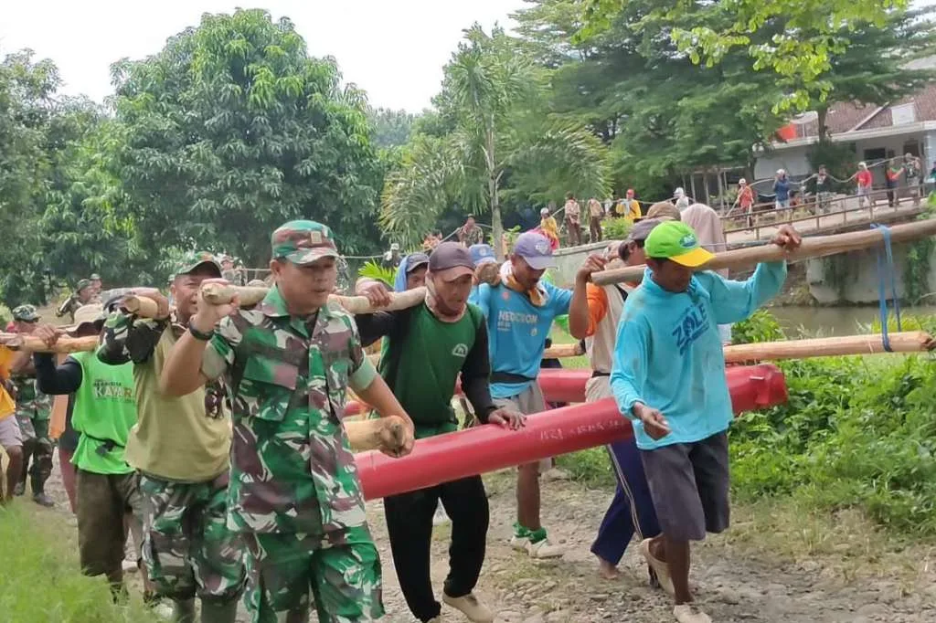 Inisiatif Swadaya, Dandim Tegal Bangun Jembatan Gantung Desa Wotgalih