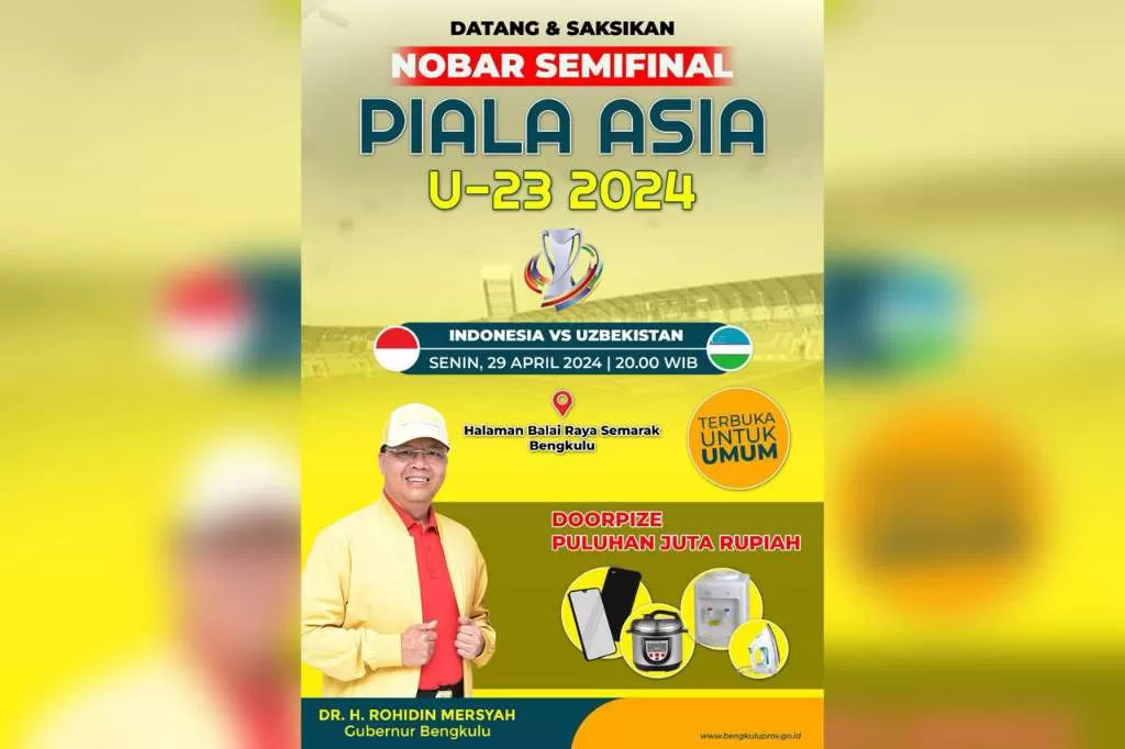 Gubernur Bengkulu Ajak Masyarakat Nobar Semifinal Indonesia Vs Uzbekistan 