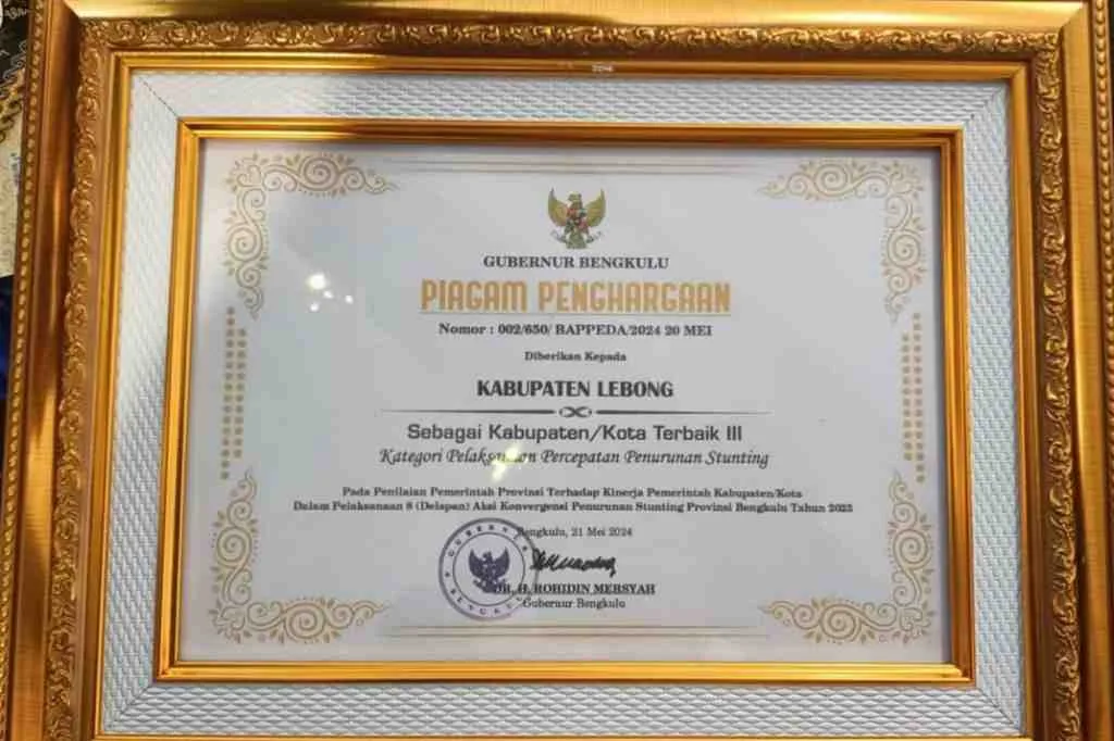Pemkab Lebong Raih Predikat Ke-3 Dalam Program Penilaian Pemerintah Provinsi