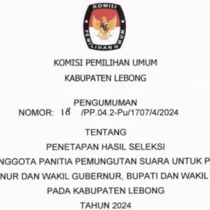 Pengumuman Penetapan Hasil Seleksi PPS KPU Kabupaten Lebong Pengumuman Penetapan Hasil Seleksi PPS KPU Kabupaten Lebong