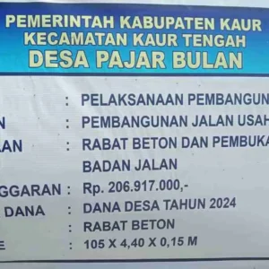 Sempat Heboh Pemberitaan Rabat Beton Desa Pajar Bulan, Pembagian Alokasi Anggaran Masih Jadi Misteri