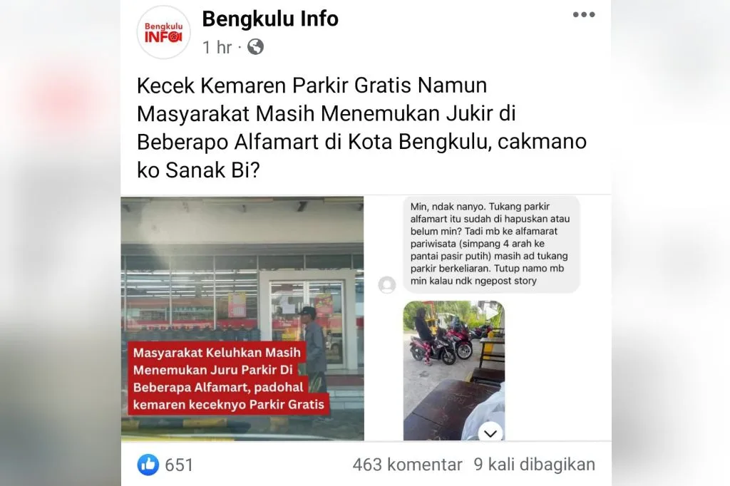 MOU Bebas Parkir Alfamart Pembohongan Publik?