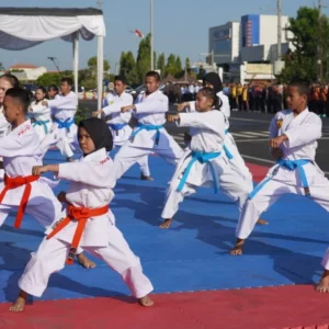 Atraksi Bela Diri Karate, Meriahkan Upacara Peringatan Haornas Ke-41 Kota Tegal
