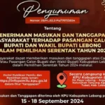 Berkas 2 Pasangan Calon Bupati dan Wakil Bupati Lebong Memenuhi Syarat, KPU Buka Tanggapan Masyarakat