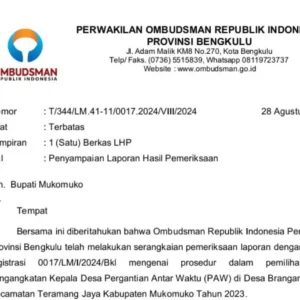 Soal Kades PAW, Mencuat Kabar Ombudsman RI Kembali Surati Bupati Mukomuko Soal Kades PAW, Mencuat Kabar Ombudsman RI Kembali Surati Bupati Mukomuko