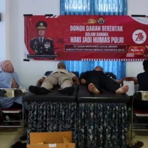 Peringati Hari Jadi, Humas Polres Tegal Kota bersama Awak Media Gelar Donor Darah