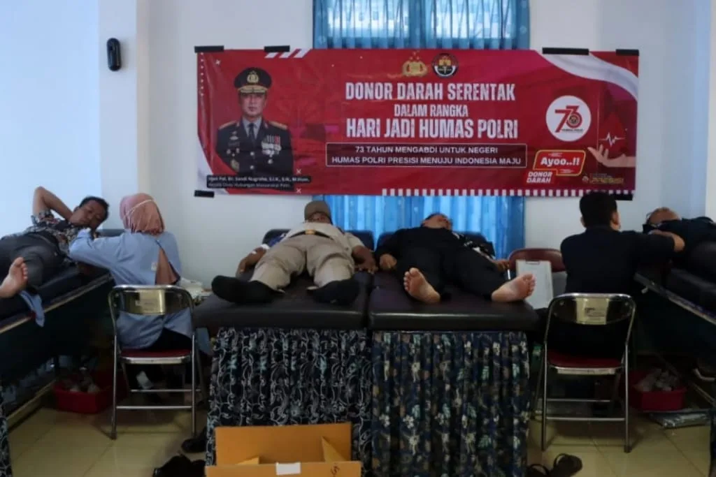 Peringati Hari Jadi, Humas Polres Tegal Kota bersama Awak Media Gelar Donor Darah