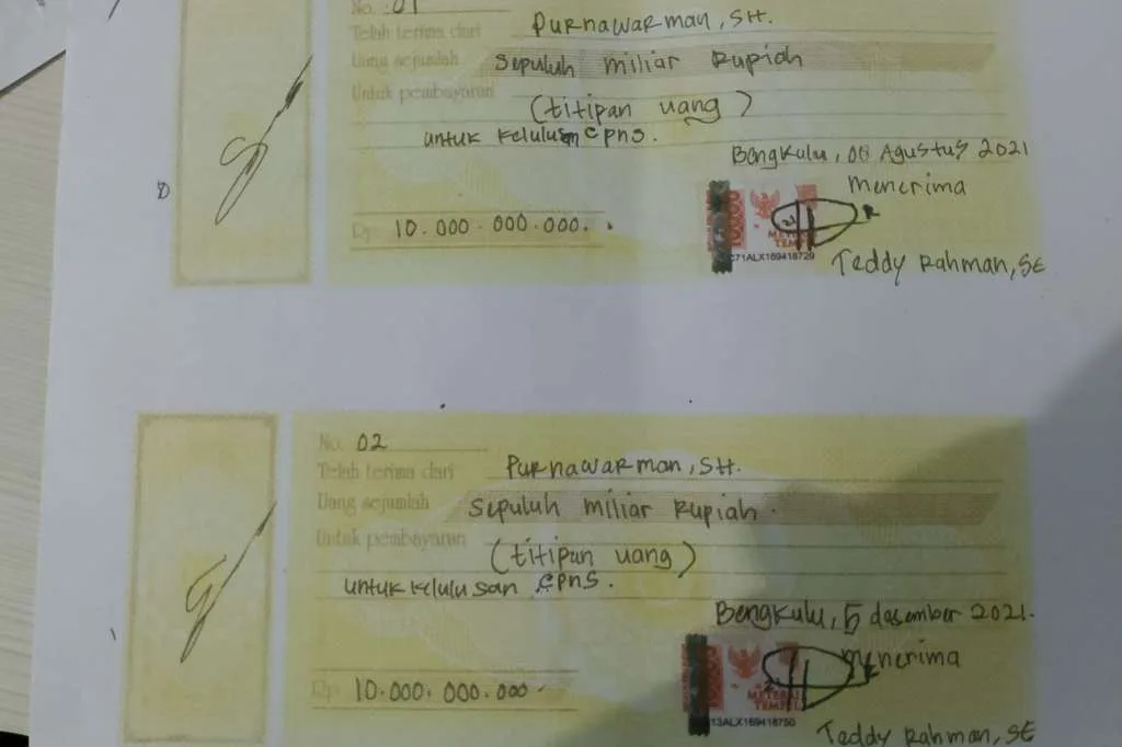 Cabup Seluma Teddy Rahman Terima Uang Titipan 20 Miliar Tes CPNS