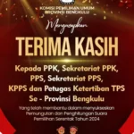KPU Provinsi Bengkulu Mengucapkan Terima Kasih Kepada Seluruh Jajaran Yang Membantu Mensukseskan Pilkada Serentak 2024 di Bengkulu