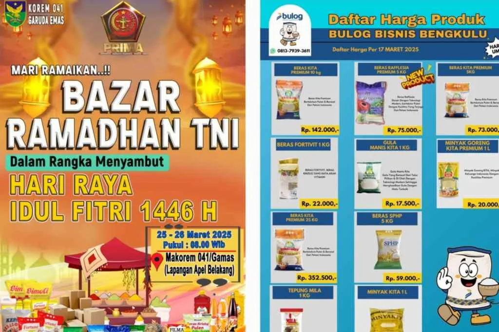Ada Bazar Ramadan Besok di Makorem 041 Bengkulu, Ini Daftar Harganya Ada Bazar Murah di Besok di Makorem 041 Bengkulu, Ini Daftar Harganya