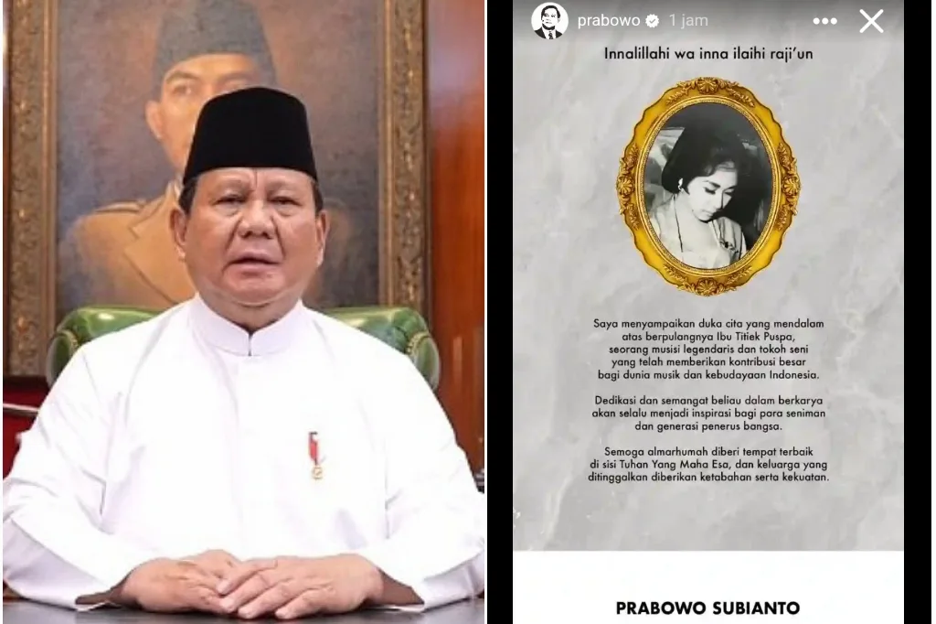 Duka Mendalam: Presiden Prabowo Sampaikan Pesan Penghormatan untuk Titiek Puspa